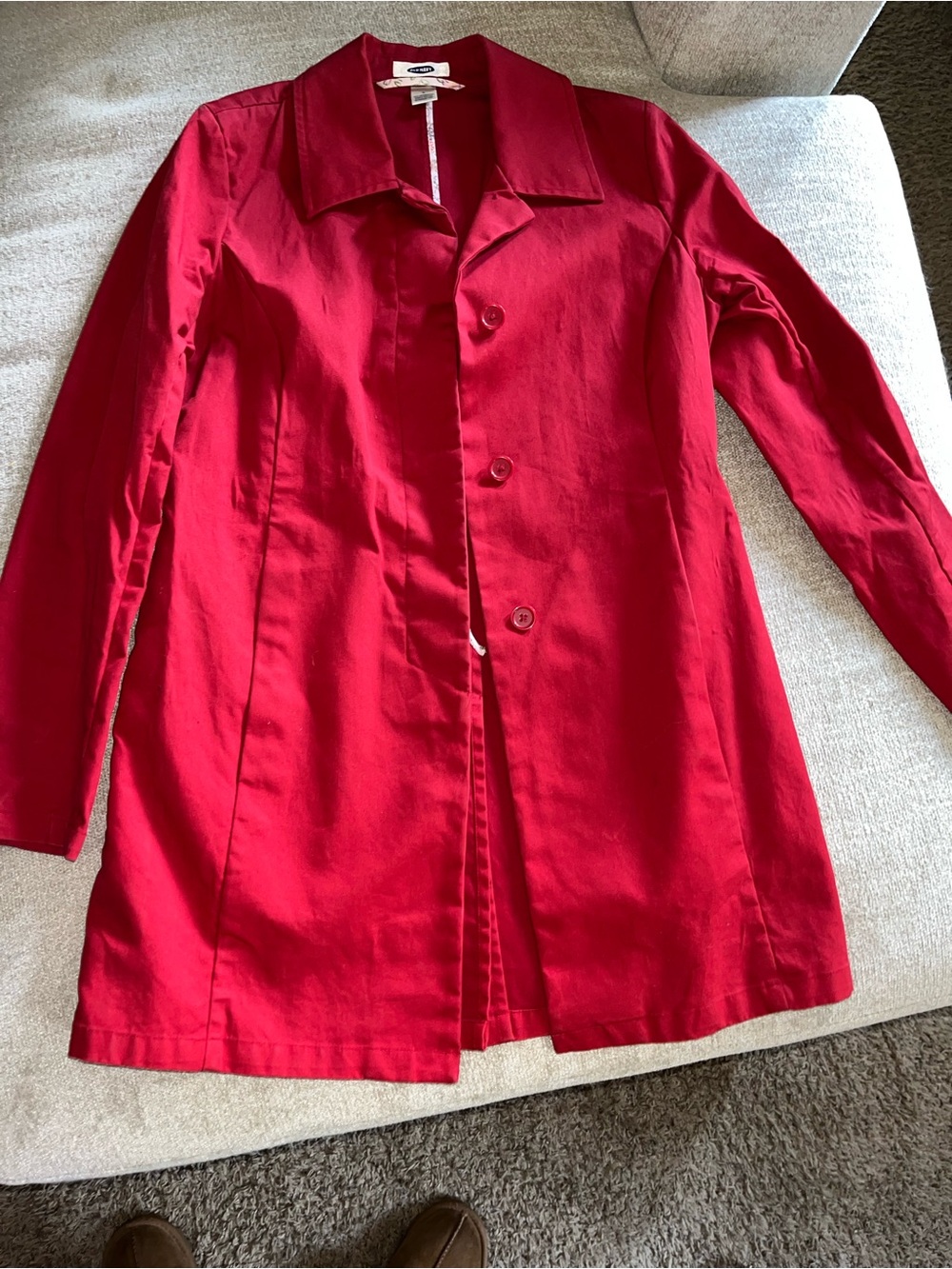Old Navy Red Single-Breasted Trench Coat